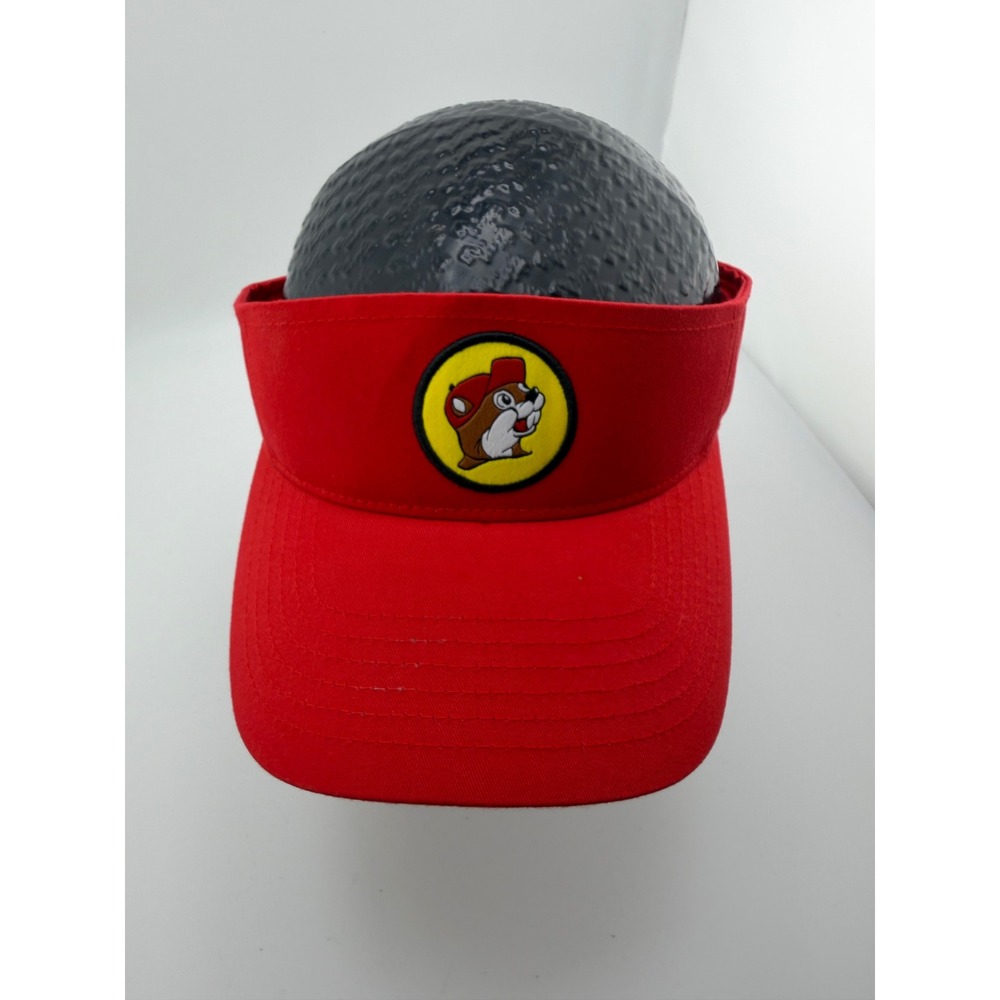 Buc-ee's Red Sun Visor Hat Adjustable Beaver Logo Texas Road Stop Gas Station